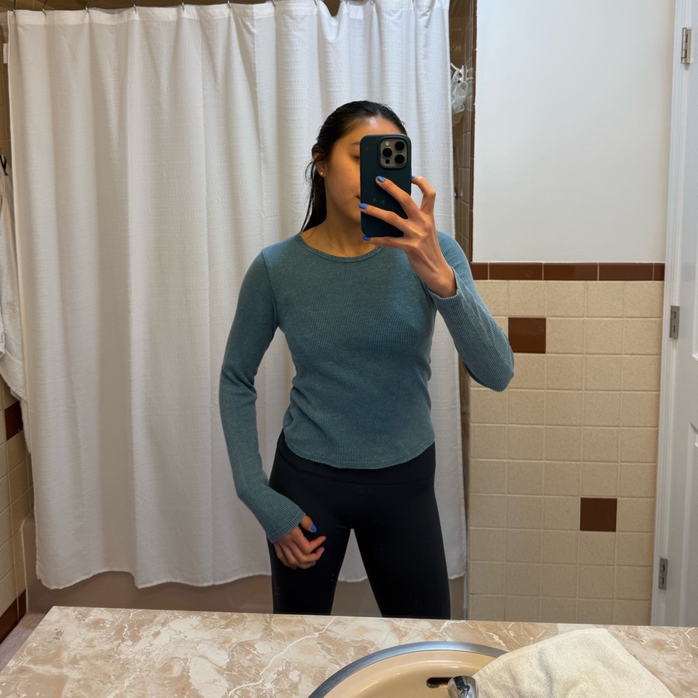 Blue waffle long sleeve